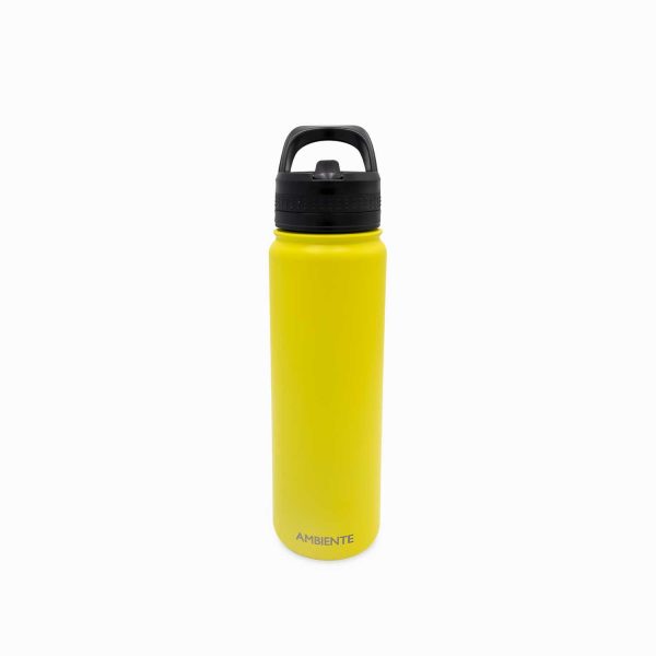 Termo doble pared amarillo con pitillo 750ml
