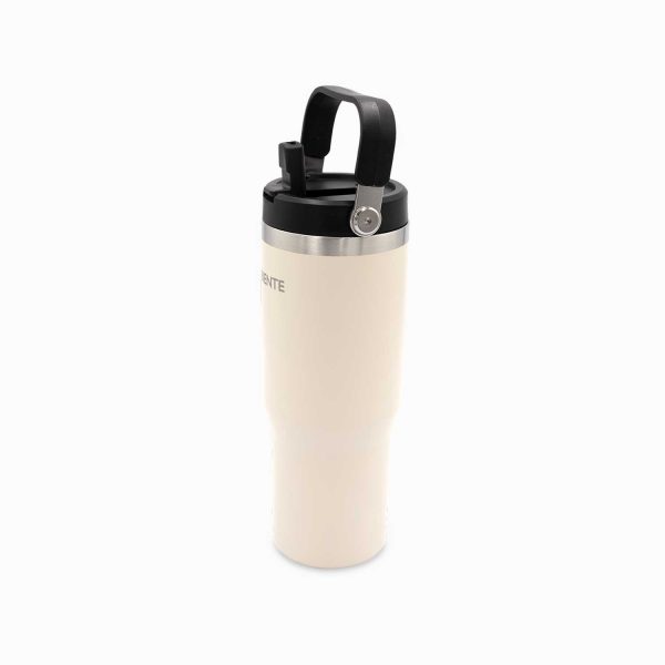 Termo con pitillo y manija beige 890ml - Imagen 3