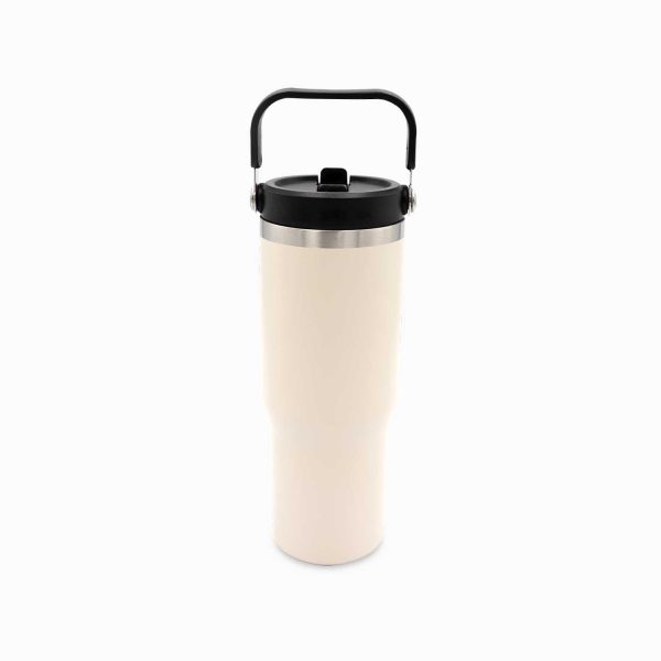 Termo con pitillo y manija beige 890ml - Imagen 6