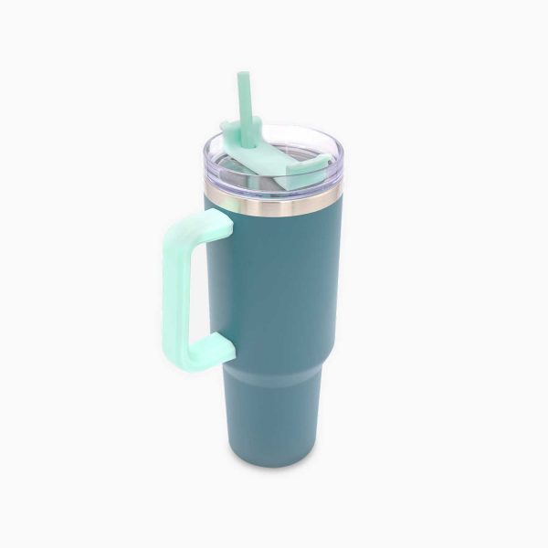 Termo doble pared verde con pitillo 1200ml - Imagen 2