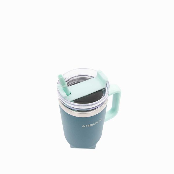 Termo doble pared verde con pitillo 1200ml - Imagen 3