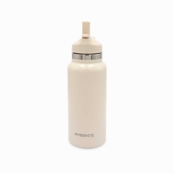 Termo doble pared con pitillo beige 1000ml