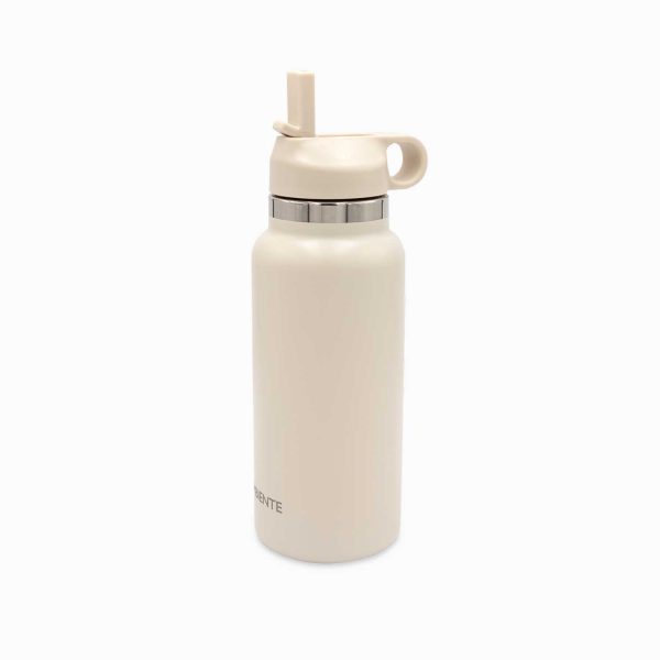 Termo doble pared con pitillo beige 1000ml - Imagen 2