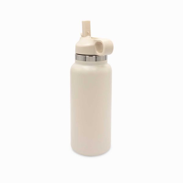 Termo doble pared con pitillo beige 1000ml - Imagen 3