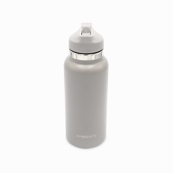 Termo doble pared con pitillo gris 1000ml