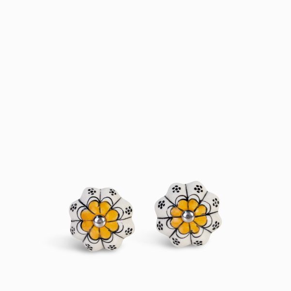 Pomo Flor Naranja y Negro set x 2