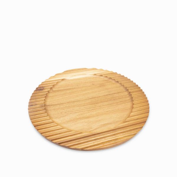 Plato base acacia líneas 33cm