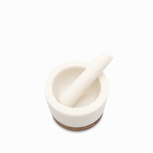 Mortero mármol base madera 14 cm - Imagen 2
