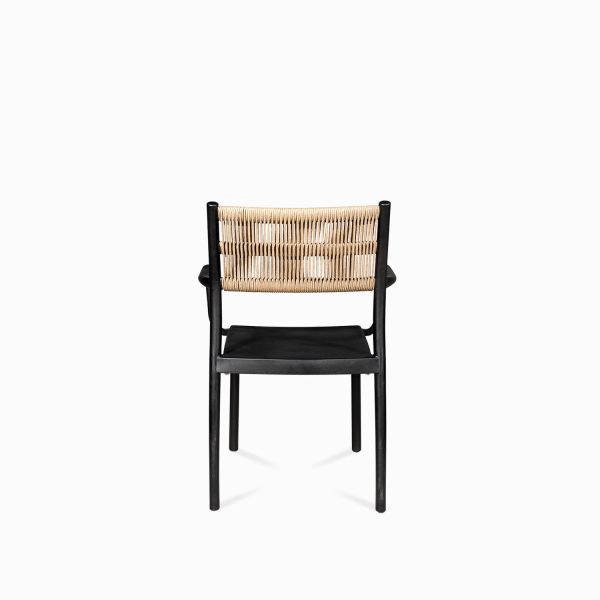 Silla brazos negra con espaldar cuerdas café - Imagen 4