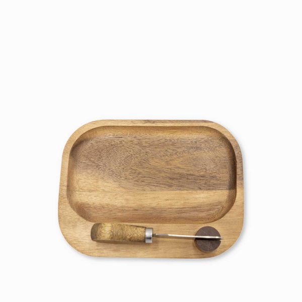 Tabla y cuchillo para quesos en acacia - Imagen 2