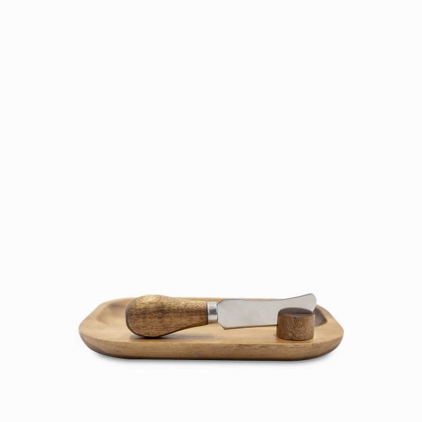 Tabla y cuchillo para quesos en acacia - Imagen 3