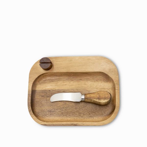 Tabla y cuchillo para quesos en acacia - Imagen 4