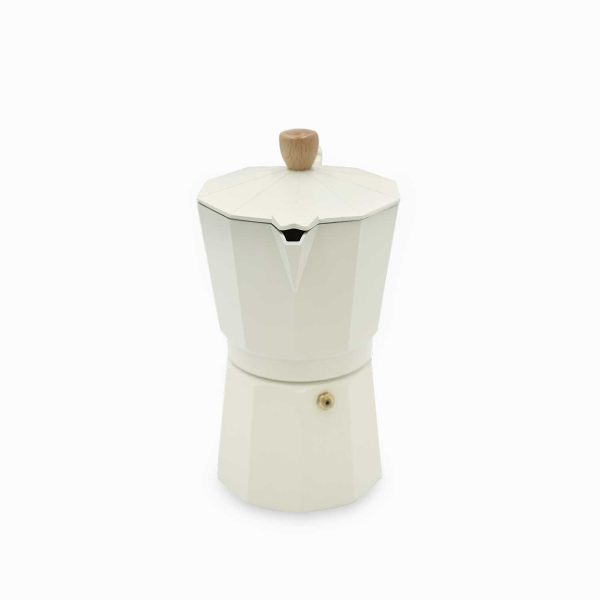 Cafetera moka 9 tazas blanca mango en madera - Imagen 4