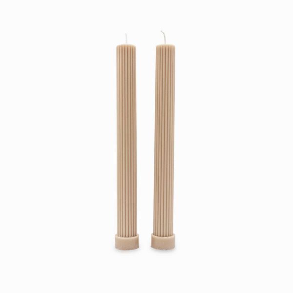 Velas Acanalada beige 27cm set x2