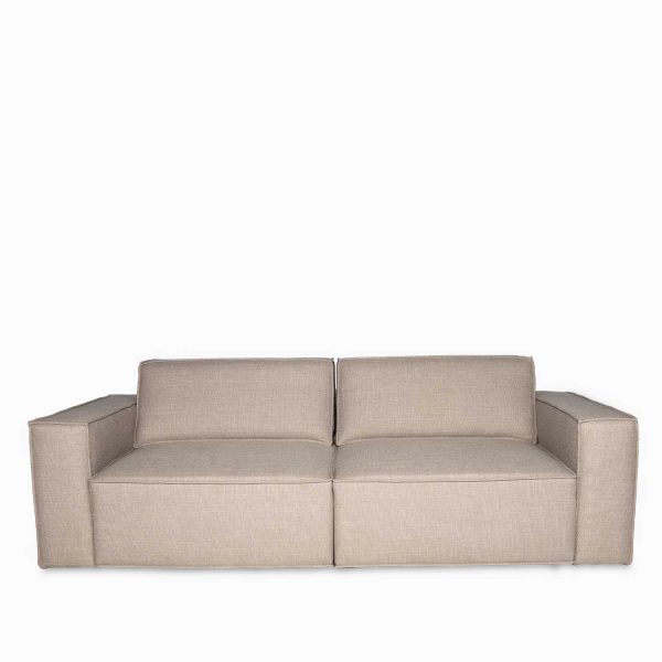 Sofá recto reclinable eléctrico 3 puestos beige 79x237-109x159