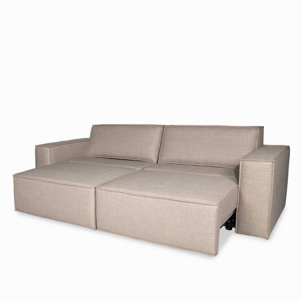 Sofá recto reclinable eléctrico 3 puestos beige 79x237-109x159 - Imagen 6