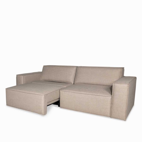 Sofá recto reclinable eléctrico 3 puestos beige 79x237-109x159 - Imagen 7