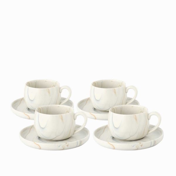 Pocillo y plato Mármol cuarcita 200ml setx4