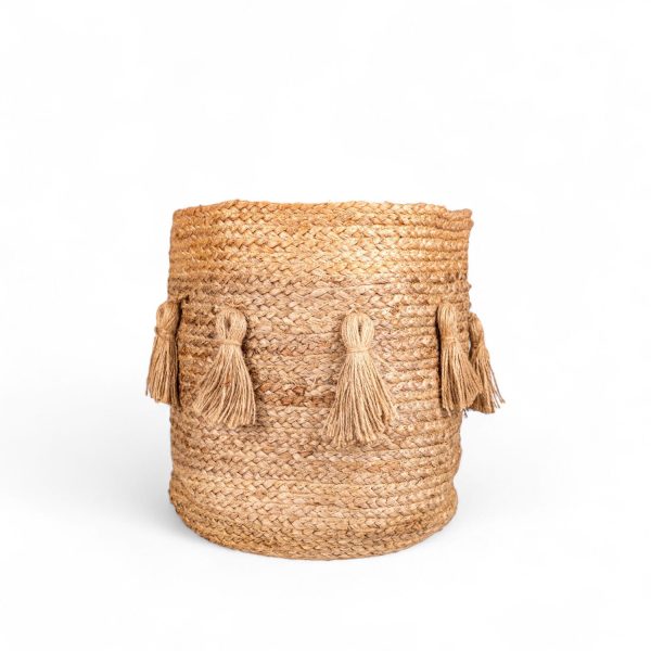 Canasto yute borlas 40cm - Imagen 2