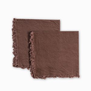Servilleta de tela flecos café setx2