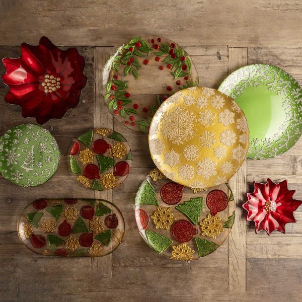 Plato poinsettia vidrio 21cm - Imagen 4