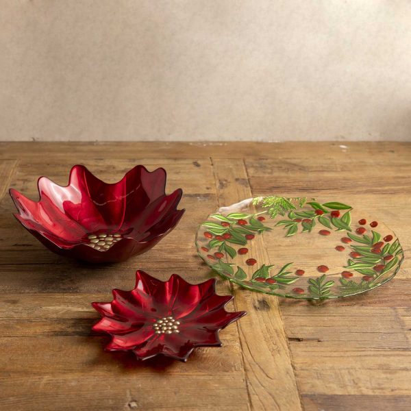 Plato poinsettia vidrio 21cm - Imagen 5