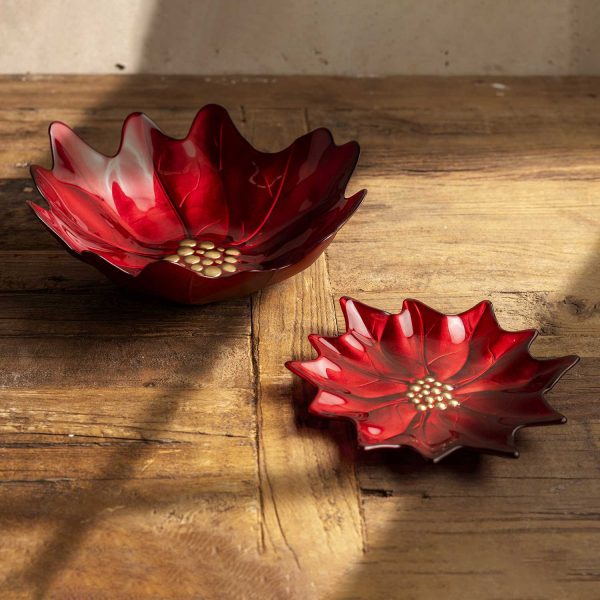 Plato poinsettia vidrio 21cm - Imagen 2