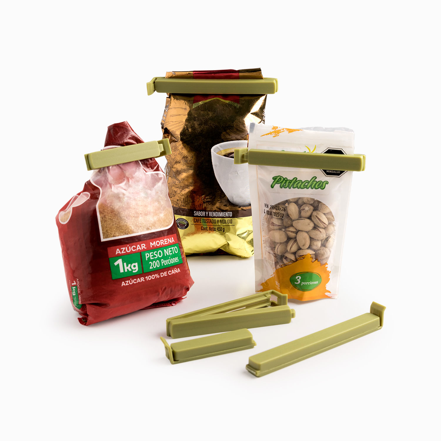 Clips para bolsas verde set x6 - Imagen 2