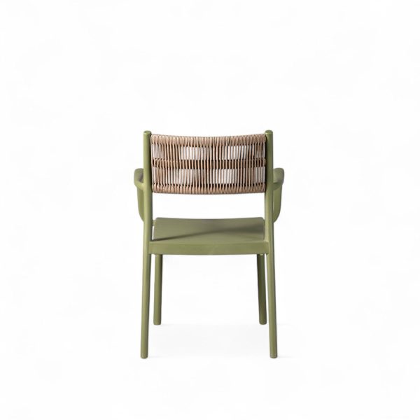 Silla brazos verde con espaldar cuerdas café - Imagen 8