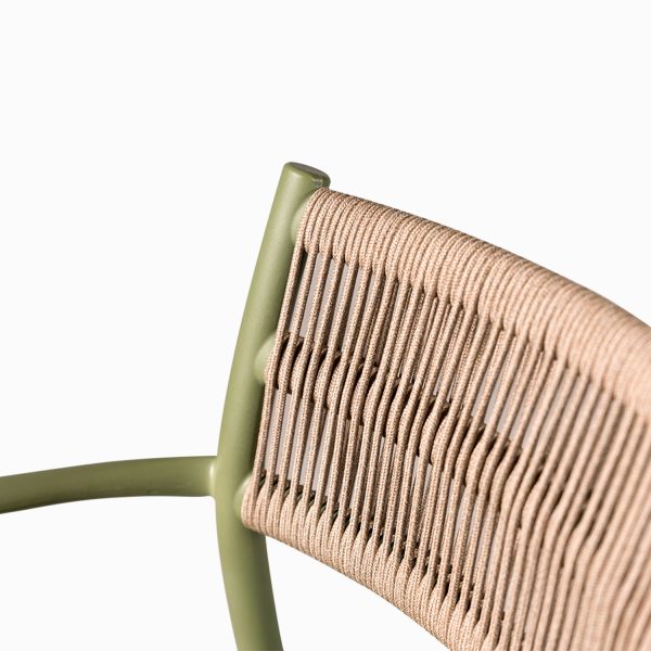 Silla brazos verde con espaldar cuerdas café - Imagen 5