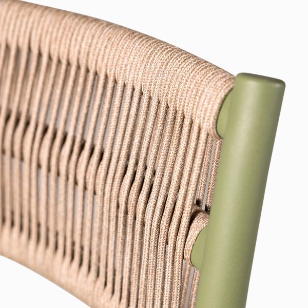 Silla brazos verde con espaldar cuerdas café - Imagen 6