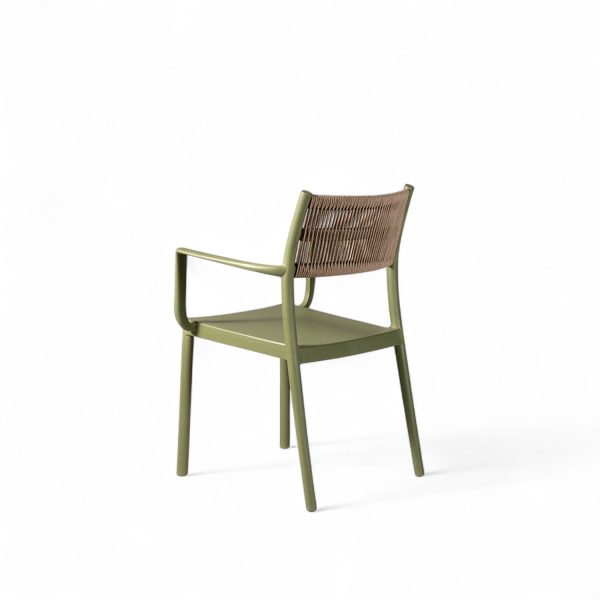 Silla brazos verde con espaldar cuerdas café - Imagen 4