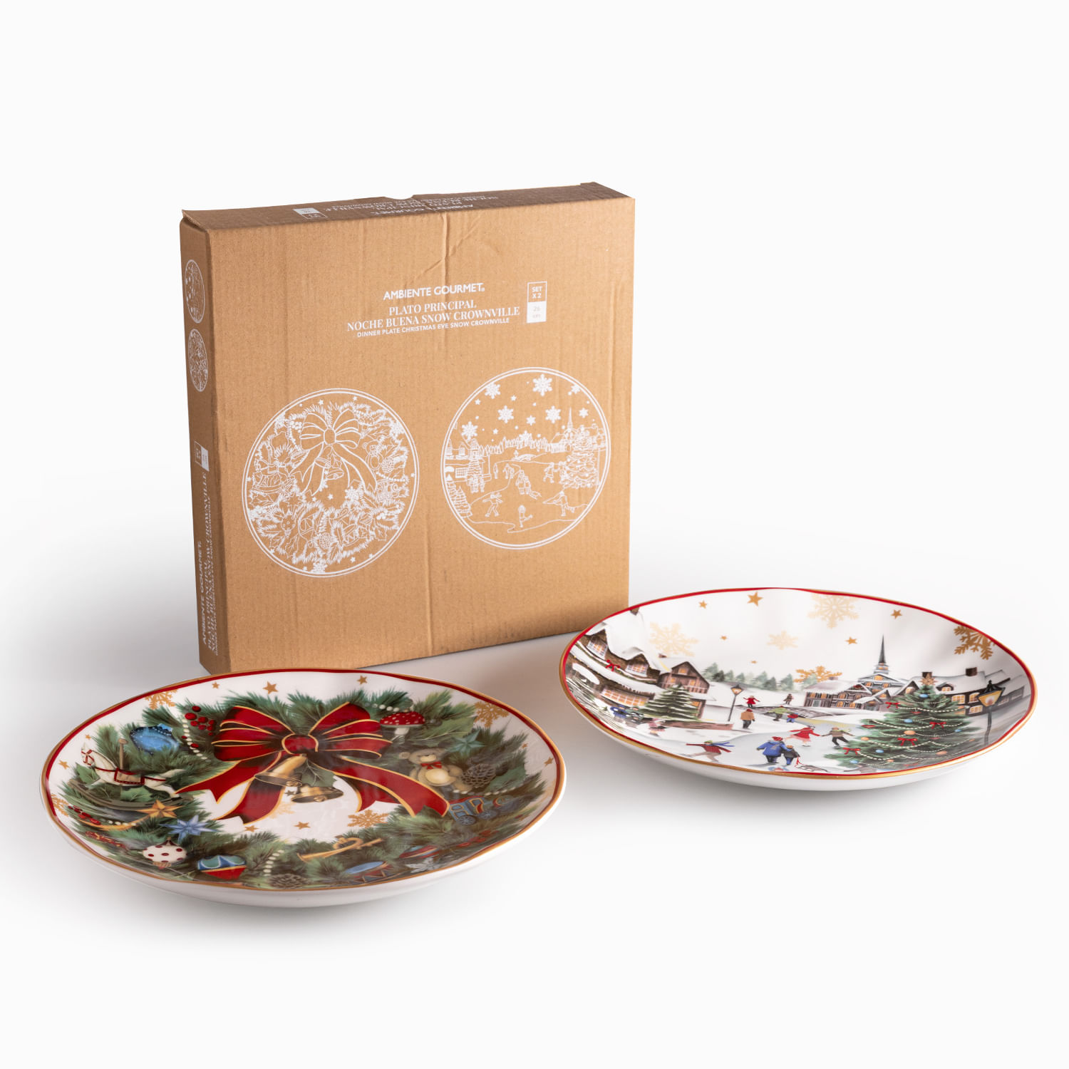 Plato mediano Noche Buena snow crownville 21cm setx2 - Imagen 2