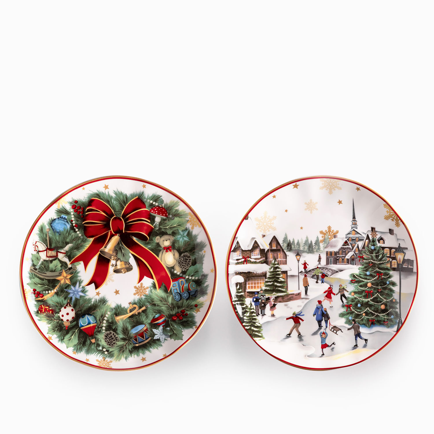 Plato mediano Noche Buena snow crownville 21cm setx2