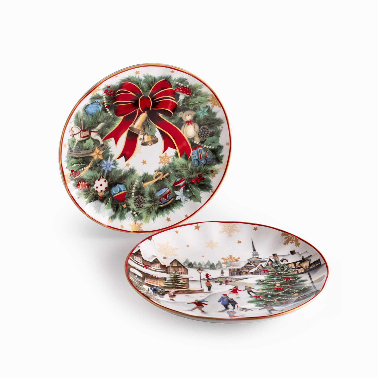 Plato mediano Noche Buena snow crownville 21cm setx2 - Imagen 3