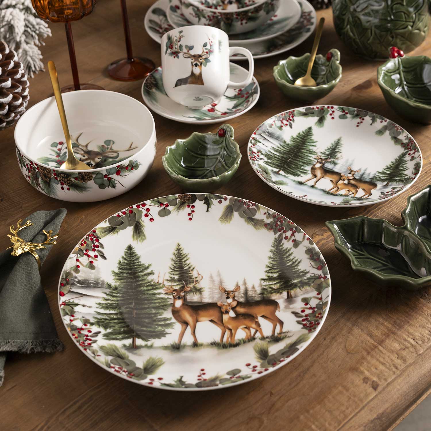 Plato principal Navidad Silvestre Forest 25cm setx2 - Imagen 2
