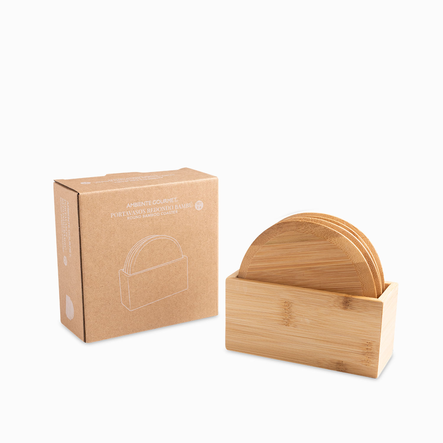 Portavasos redondo bambú setx4 - Imagen 3