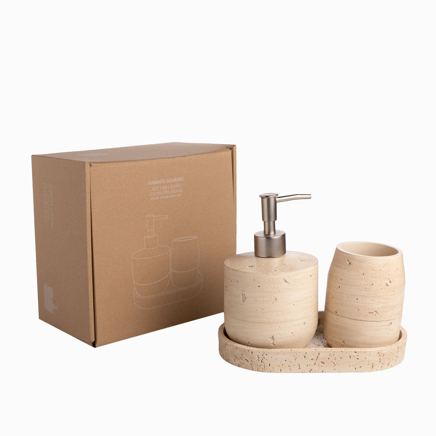 Set baño piedra beige - Imagen 4