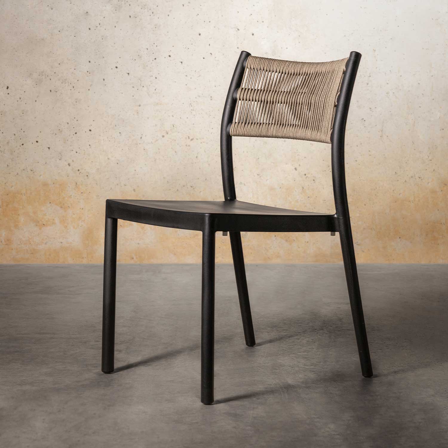 Silla espaldar cuerdas sin brazos negra - Imagen 2