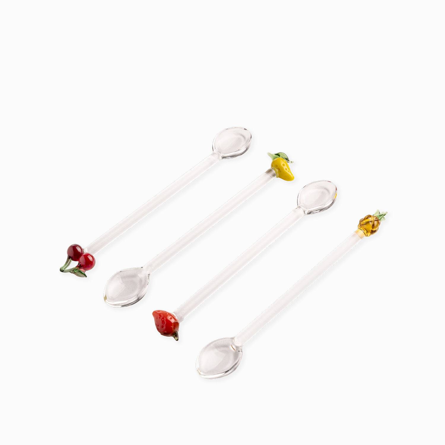 Cucharas de vidrio frutas set x4 - Imagen 2