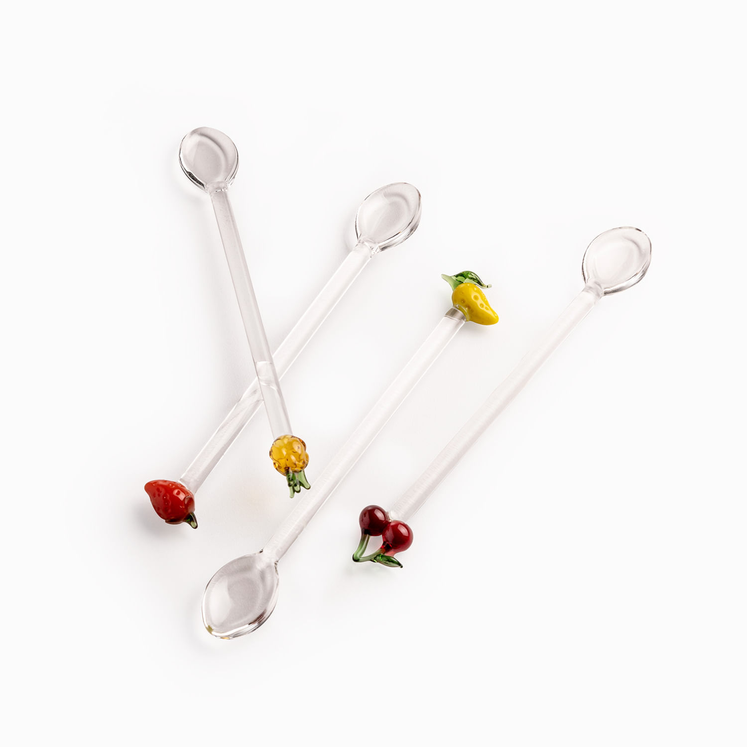 Cucharas de vidrio frutas set x4 - Imagen 4