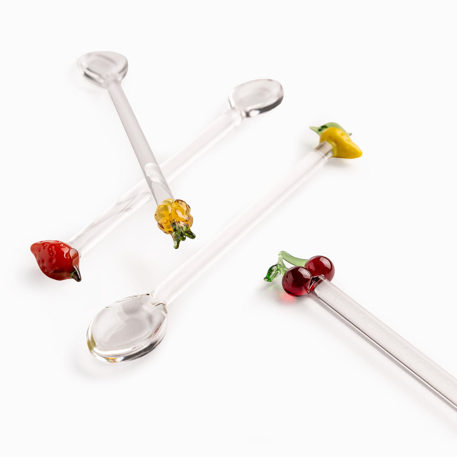 Cucharas de vidrio frutas set x4 - Imagen 3