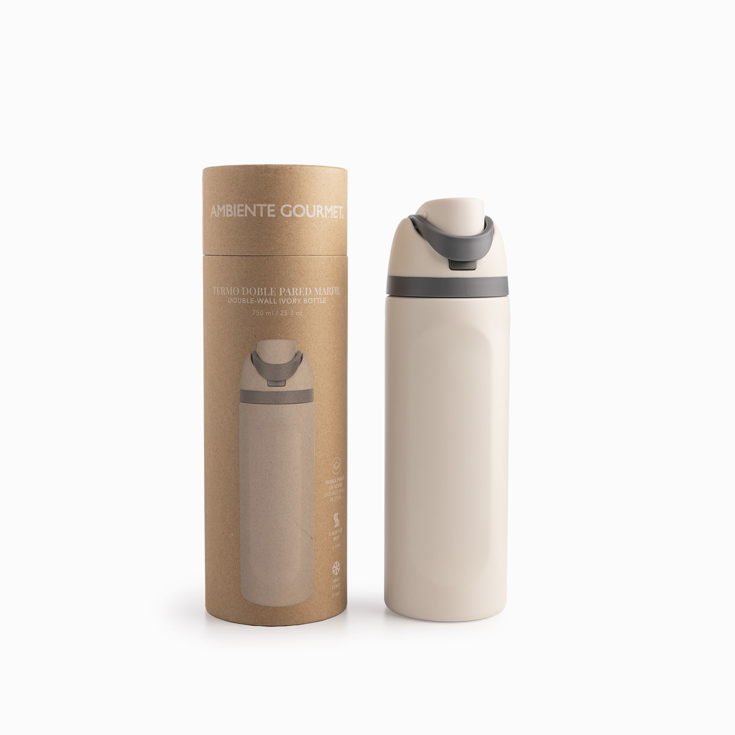 Termo doble pared marfil 750ml - Imagen 3