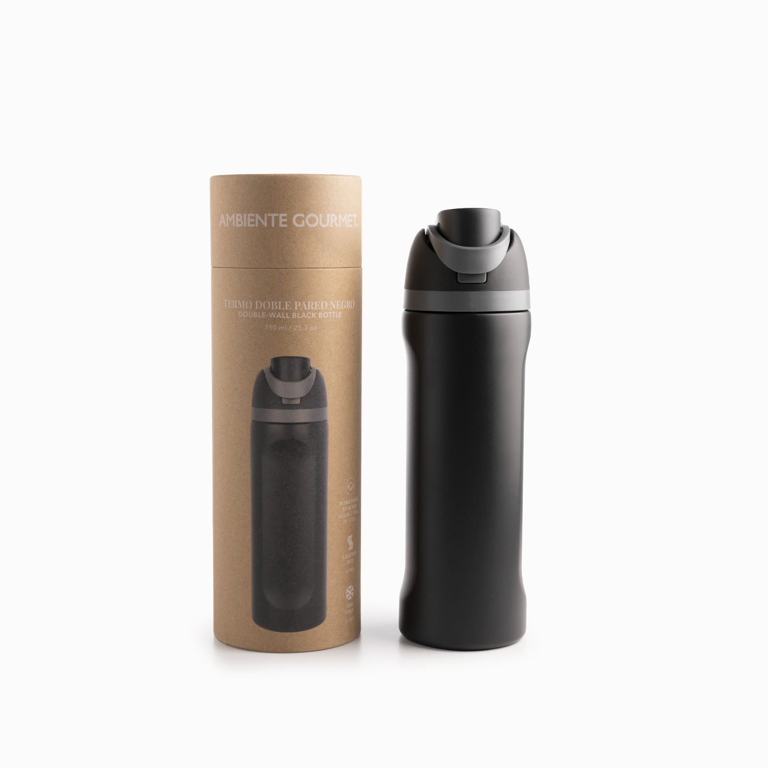 Termo doble pared negro 750ml - Imagen 4