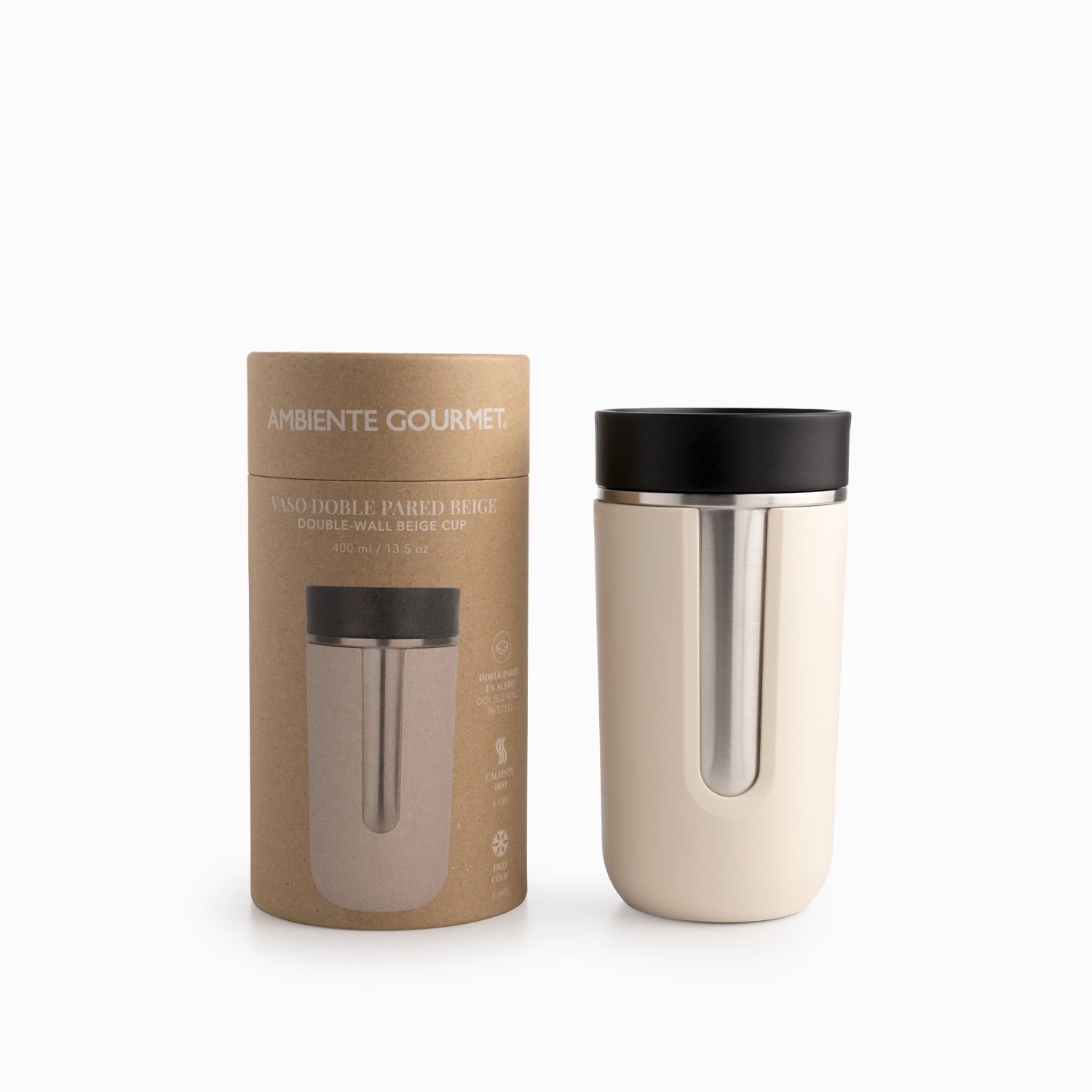 Vaso doble pared beige 400ml - Imagen 3