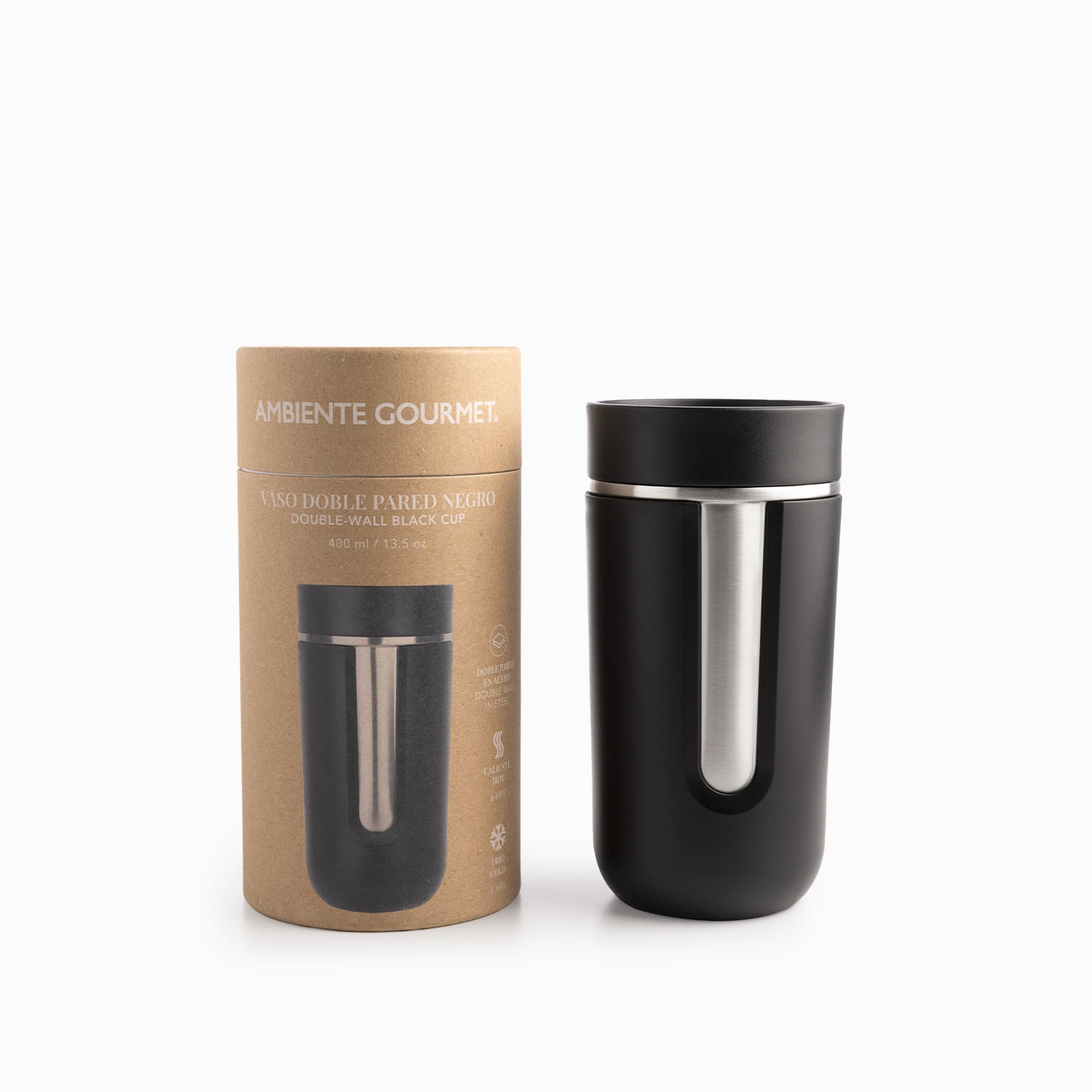Vaso doble pared negro 400ml - Imagen 3