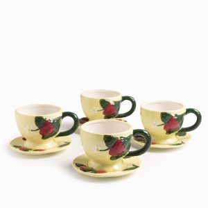 Pocillo y plato fresa 230ml set x4