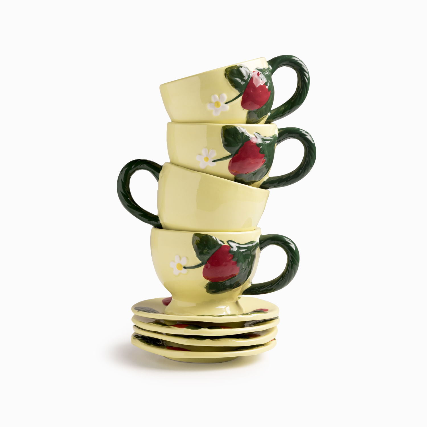 Pocillo y plato fresa 230ml set x4 - Imagen 5