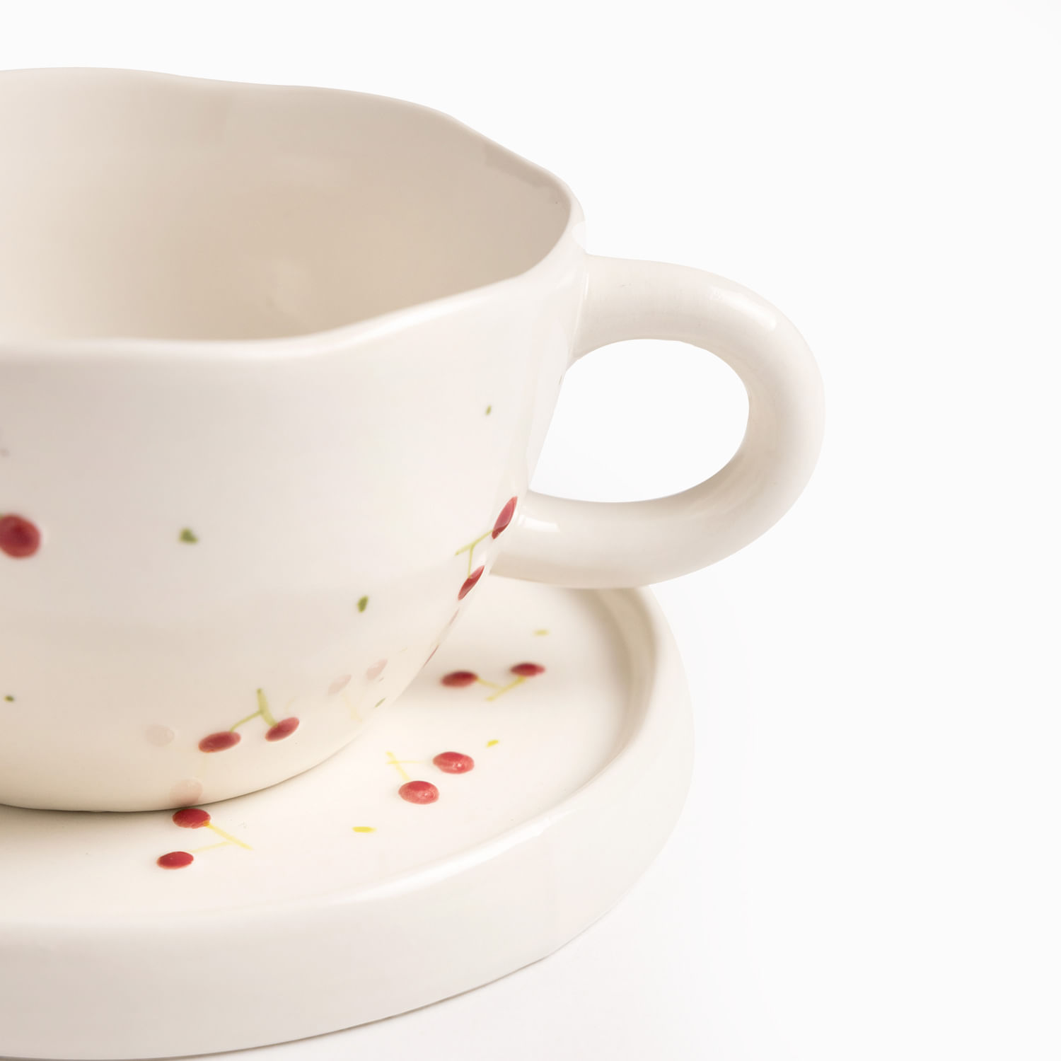 Pocillo y plato cereza 250ml - Imagen 2