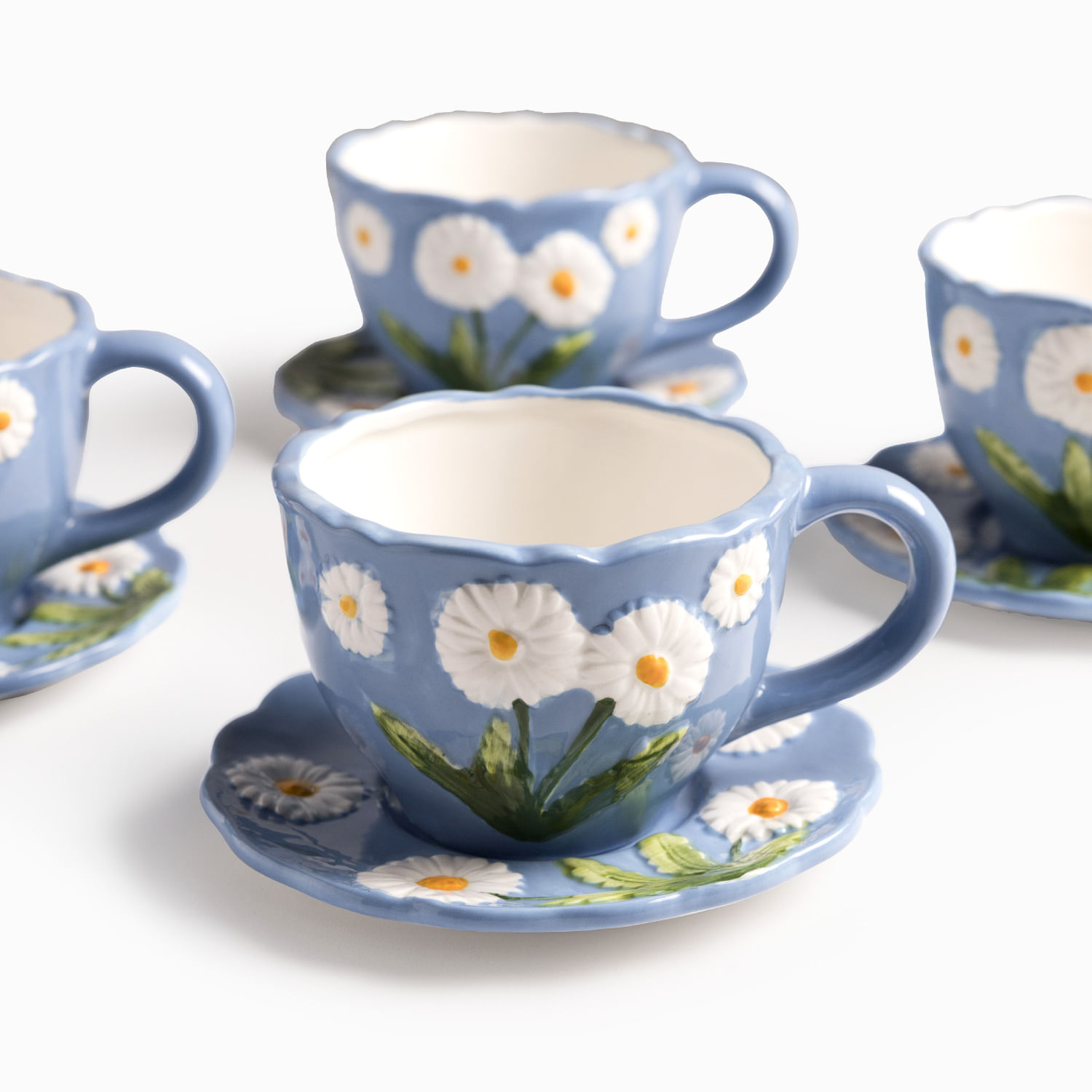 Pocillo y plato Margarita 350ml set x4